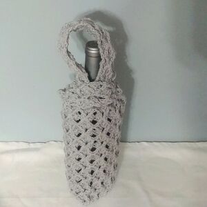 Handmade Crocheted Grey Japanese Knot Bag bag Wine holder